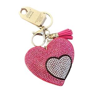 Pink Heart Keychain with Tassel